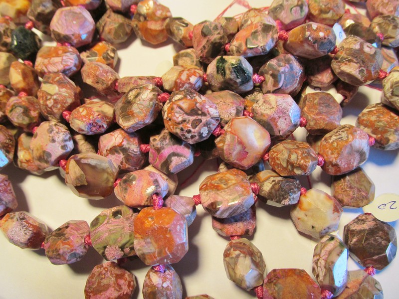 (image for) Pink, rust, grey, brown faceted nugget #1519